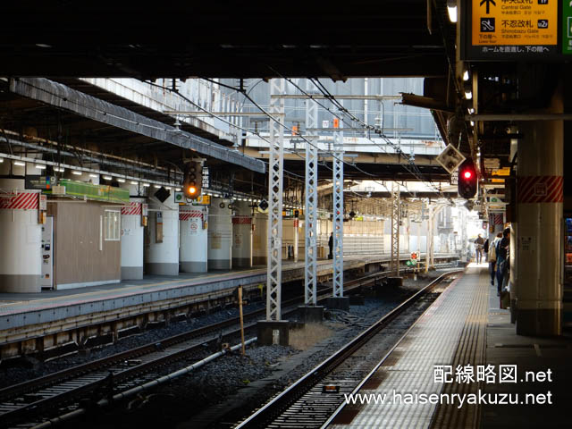 ATS-P区間の現示アップの例（上野駅）
