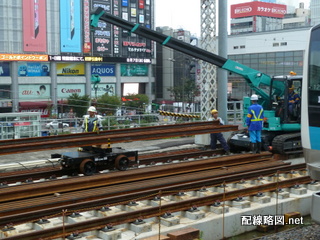 東北縦貫線工事 秋葉原駅13(レール運搬)