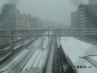 雪の上野東京ライン6(神田方線路俯瞰)