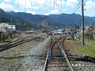 御花畑側から見た構内線路