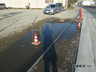 線路跡に水たまり