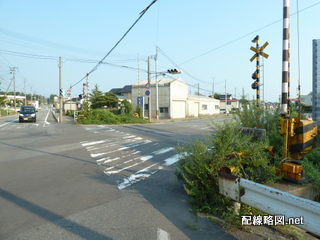 踏切 この先は駅中心部